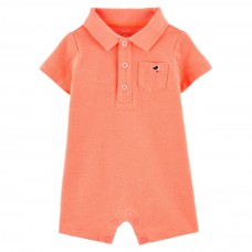 Romper Carter's - Polo - Laranja Neon