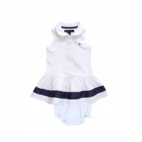 VESTIDO TOMMY HILFIGER BRANCO DETALHE AZUL